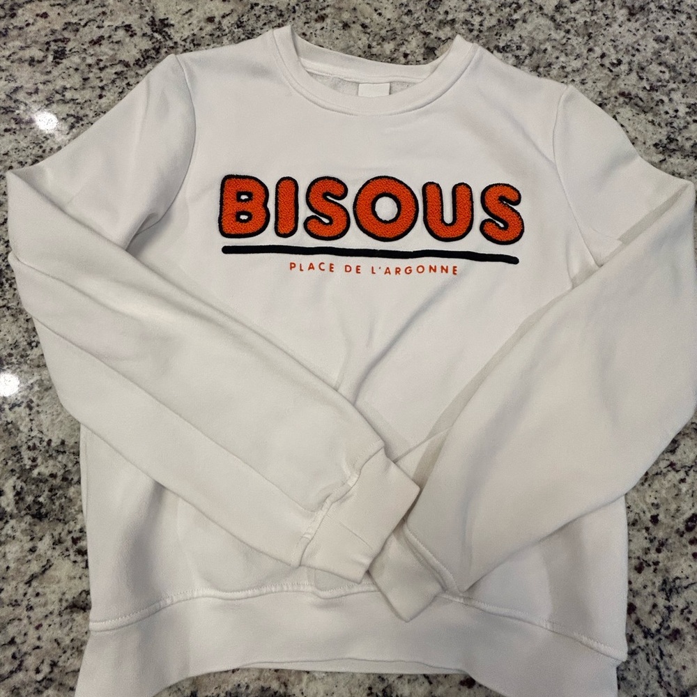 H&M White Sweatshirt with Orange and‎ Black Text